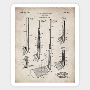 Golf Club Patent - Golfing Fan Home Office Art - Antique Sticker